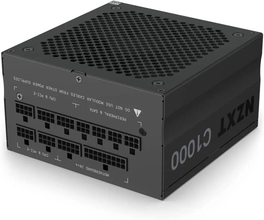 NZXT C1000 PSU (2022) - PA-0G1BB-US - 1000 Watt PSU - 80+ Gold Certified - Fully Modular - Sleeved Cables - ATX Gaming Power Supply