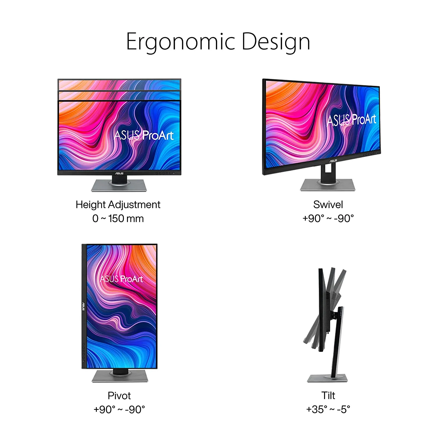 ASUS ProArt Display PA278QV 27" WQHD (2560 x 1440) Monitor, 100% sRGB/Rec. 709, E < 2, IPS, DisplayPort HDMI DVI-D Mini DP, Calman Verified, Eye Care, Anti-Glare, Tilt Pivot Swivel Height Adj