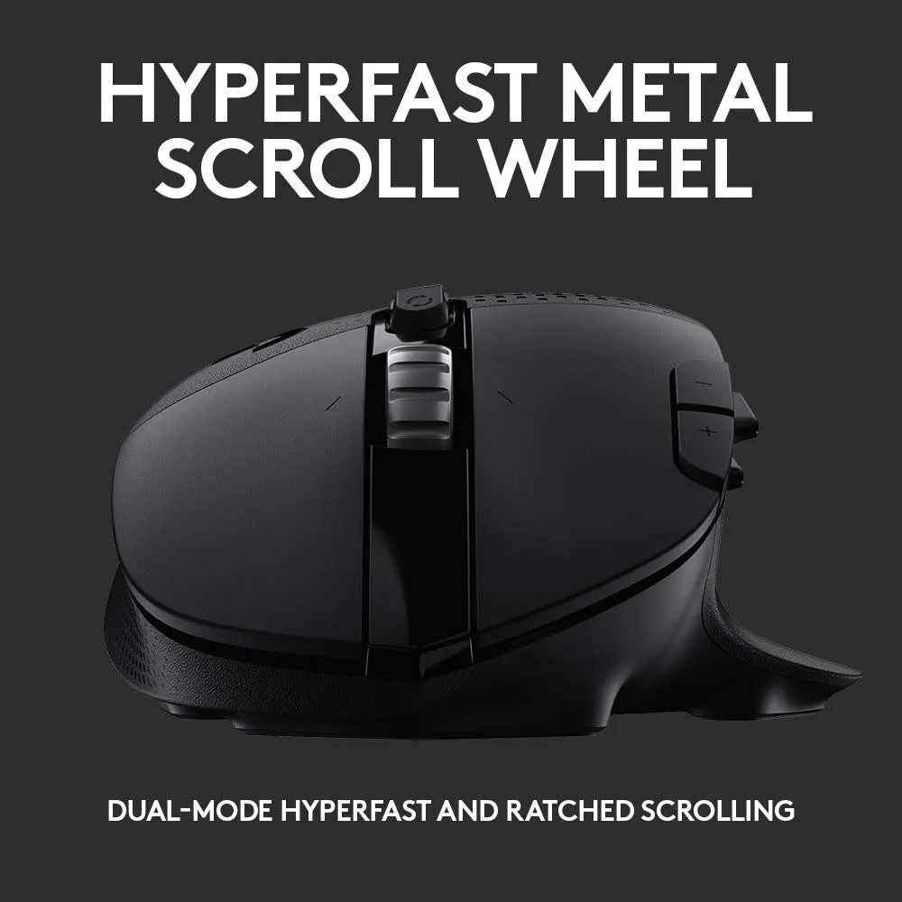 Logitech G604 Lightspeed Wireless Gaming Mouse, Hero 16K DPI Sensor, 15 Programmable Controls, Up to 240-Hr Battery Life, Dual Wireless connectivity - Black