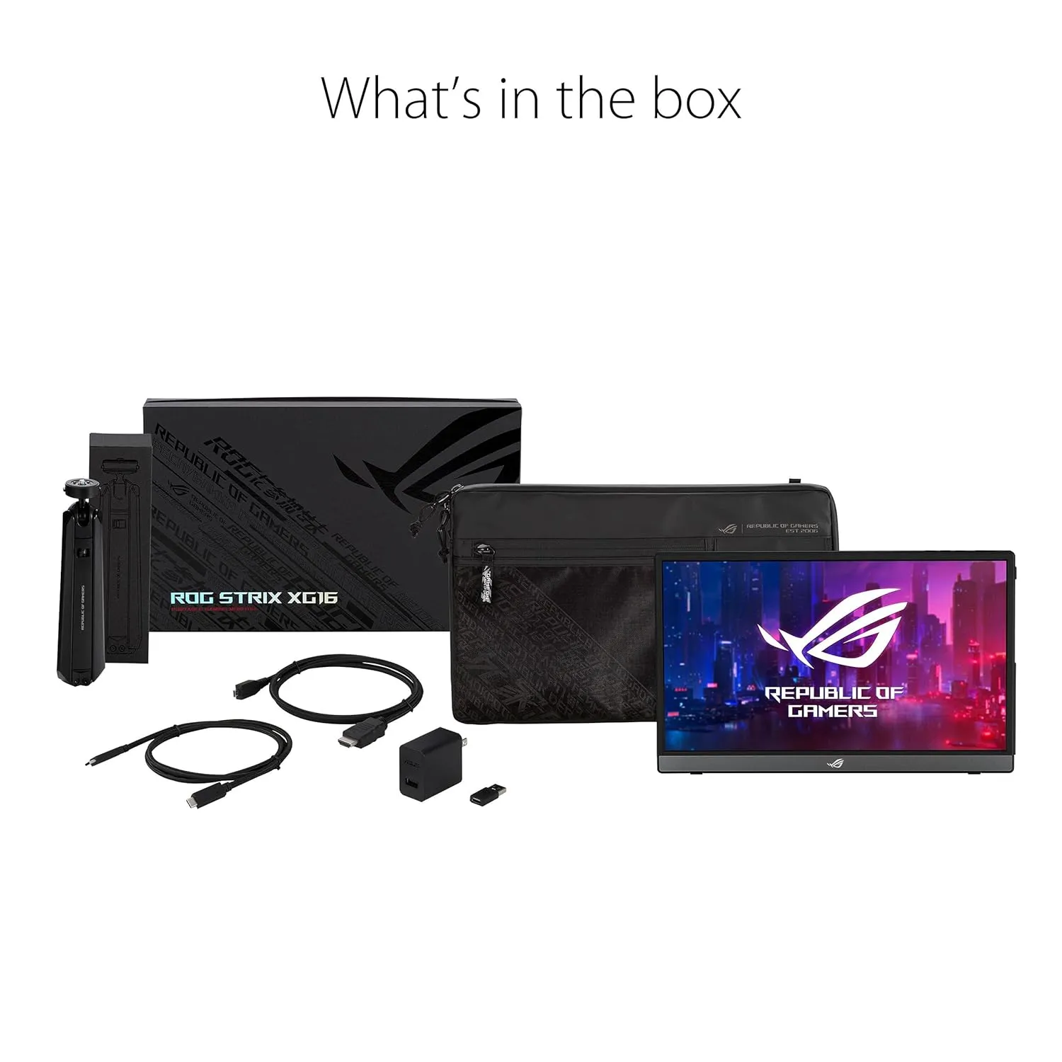 ASUS ROG Strix XG16AHP 15.6ʺ FHD Portable IPS Gaming Monitor with 144 Hz Refresh Rate and NVIDIA® G-SYNC® Compatible for Smooth, Tear-Free Gameplay Experiences