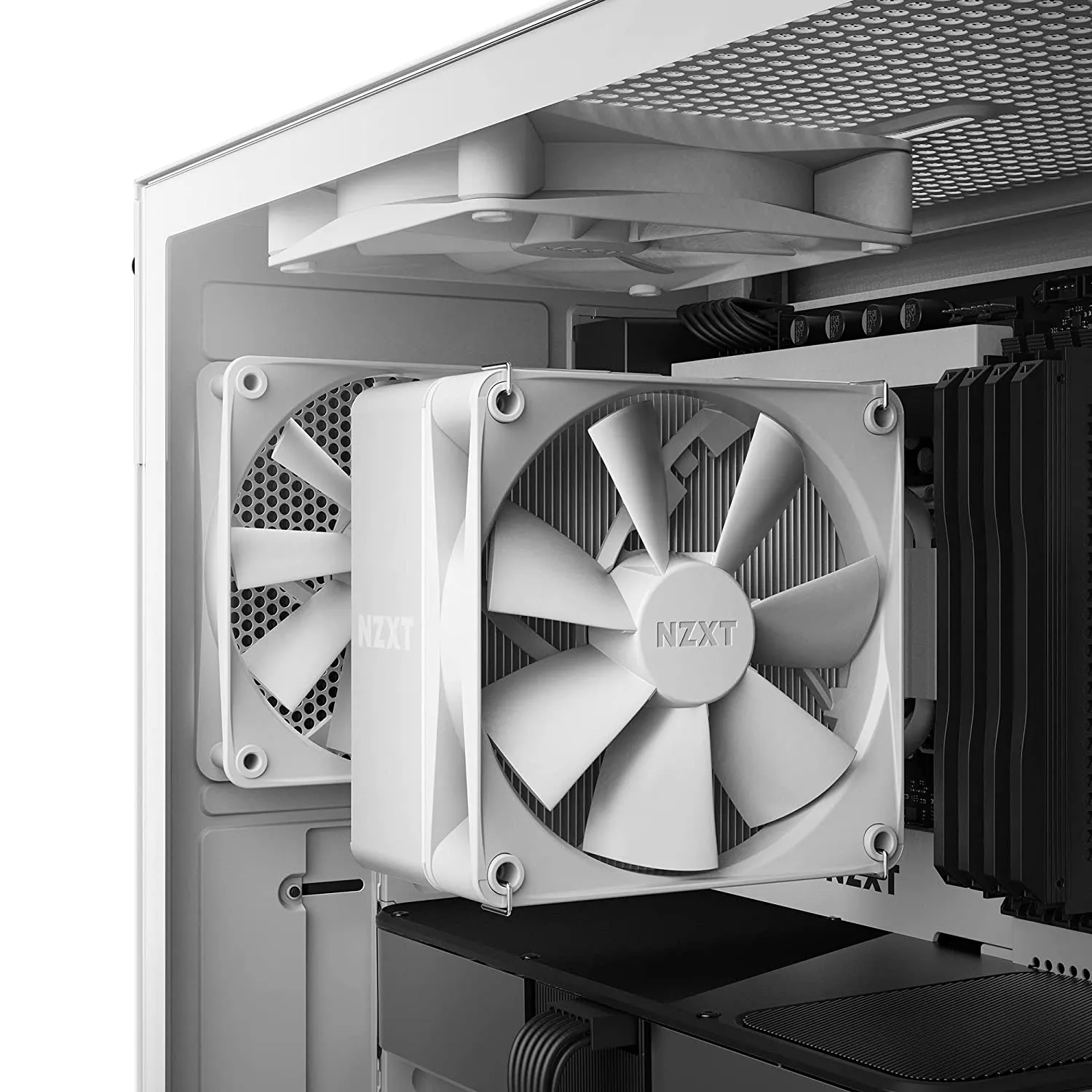 NZXT T120 RGB CPU Air Cooler - RC-TR120-W1 - CPU Liquid Cooler - Conductive Copper Pipes - Fluid Dynamic Bearings - AMD and Intel Compatibility - White