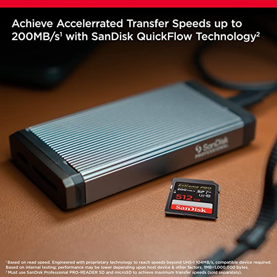 SanDisk 512GB Extreme PRO SDXC UHS-I Memory Card - C10, U3, V30, 4K UHD, SD Card