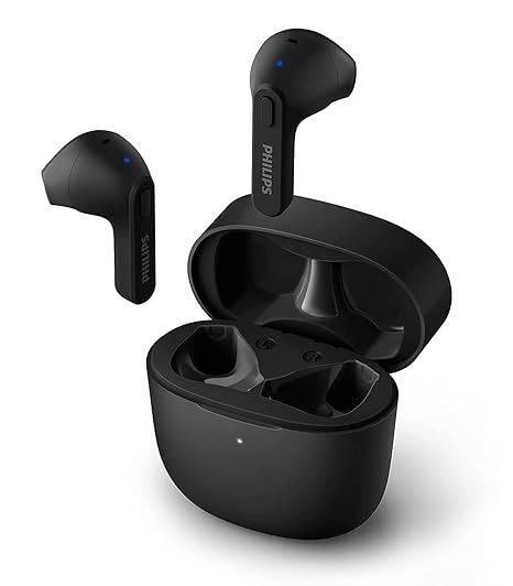 Philips Audio TAT2236 TWS Earbuds with IPX4, 6+12 Hours Play time, Quick Charge, Type-C Charging, Black