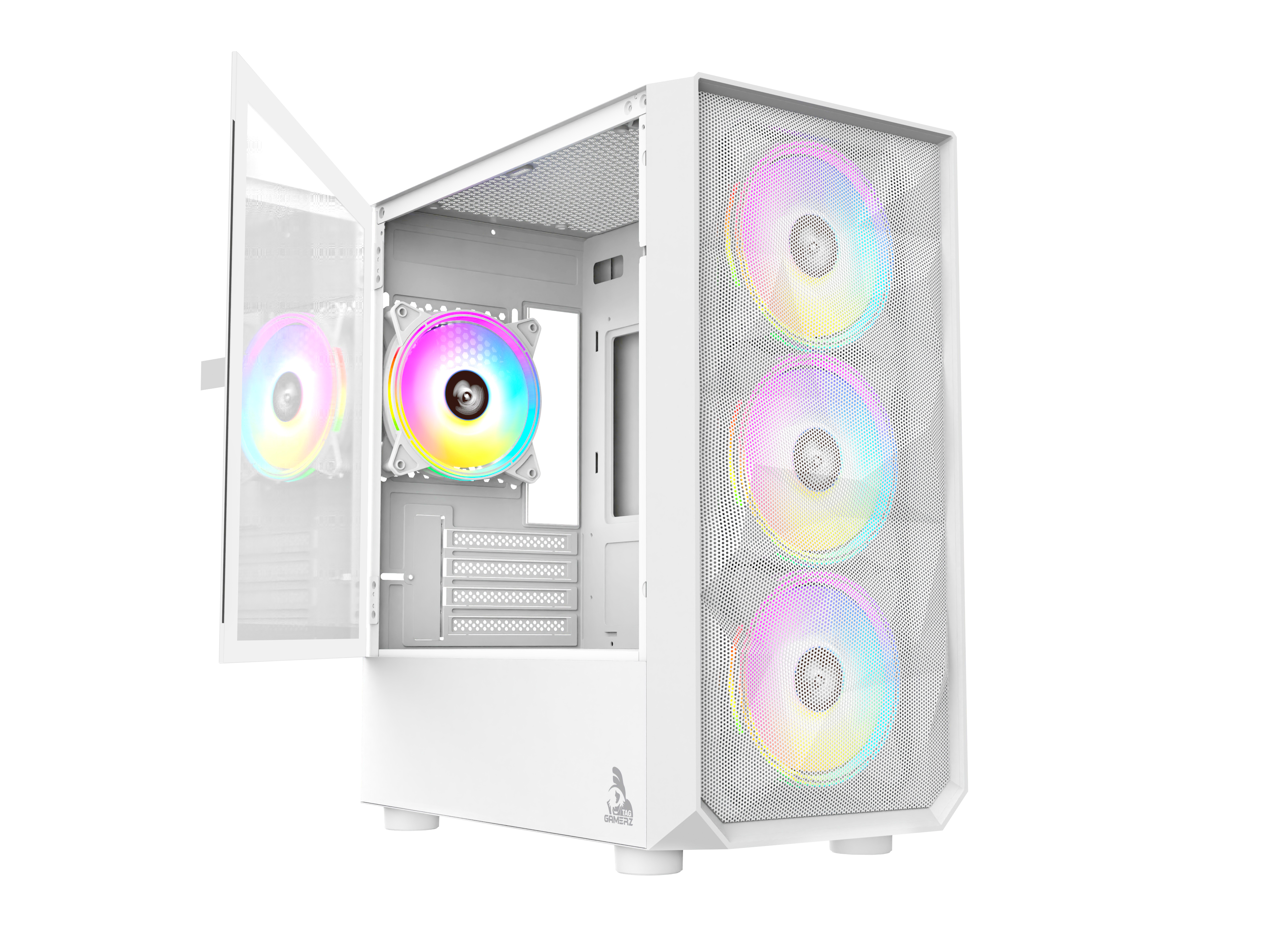 TAG Gamerz Pulser Mid-Tower Computer PC Case/Gaming Cabinet White