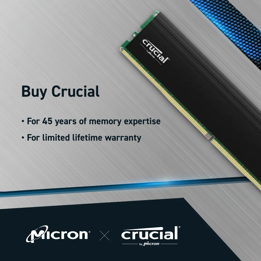 Crucial Pro 64GB Kit (2x32GB) DDR4-3200 UDIMM