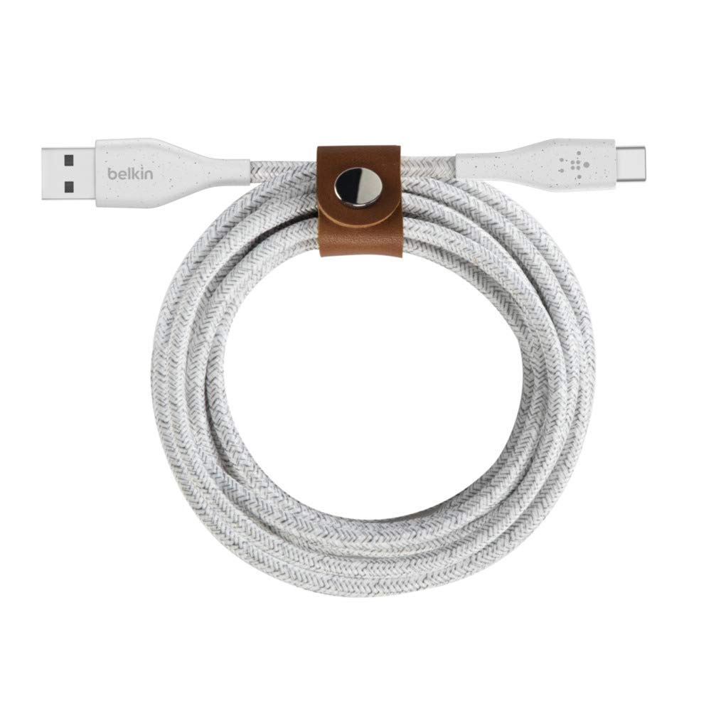 Belkin DuraTek Plus 4' USB-C to USB-A Cable with Strap (White)