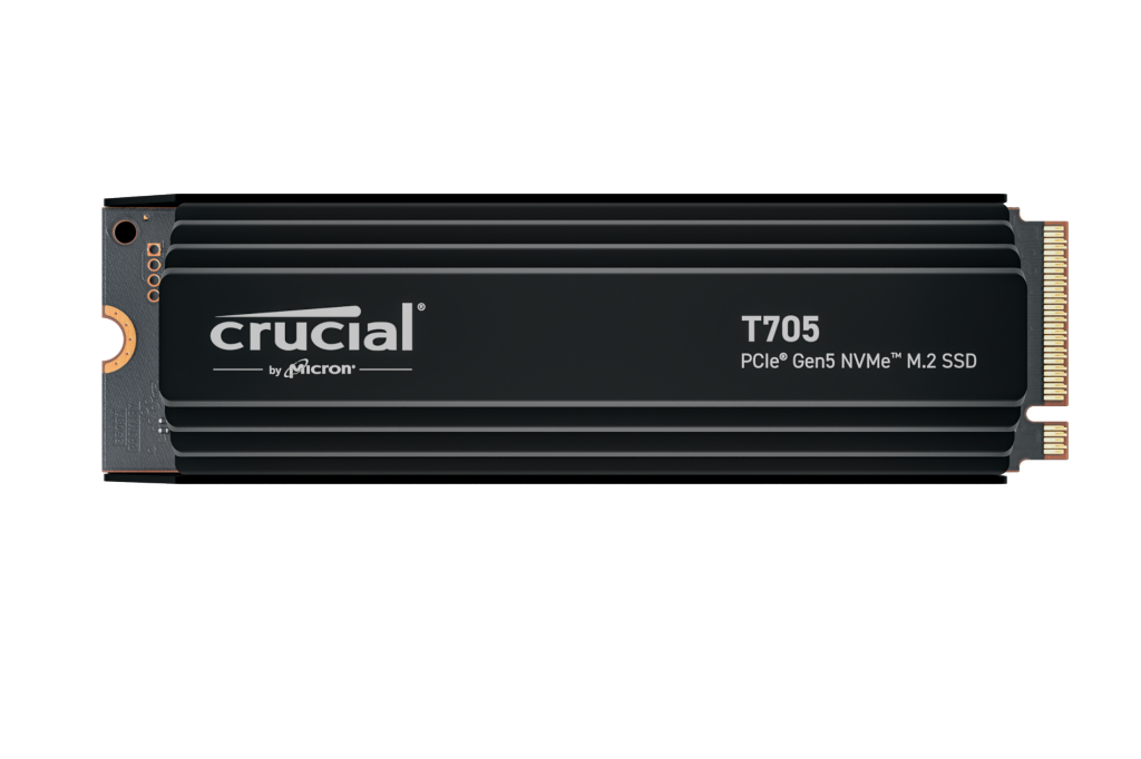 Crucial T705 1TB PCIe Gen5 NVMe M.2 SSD with heatsink