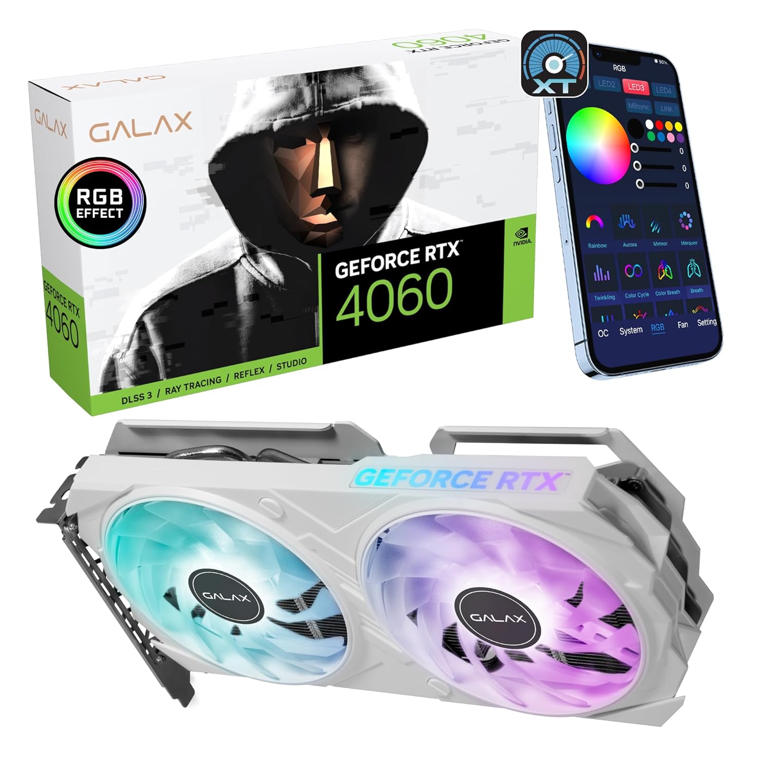 Galax GeForce® RTX 4060 EX White 1-Click OC Graphics Card