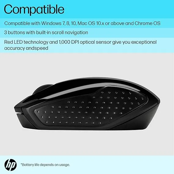 HP 200 USB Wireless Mouse BLACK