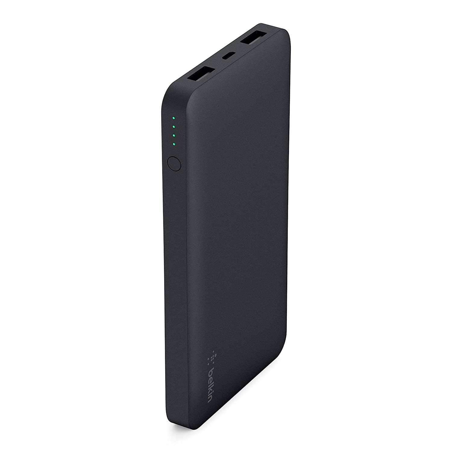 Belkin 10000mAH Lithium-Polymer Power Bank with USB Cable, Slim Design Smart Charge with 12W Fast Charging - Black