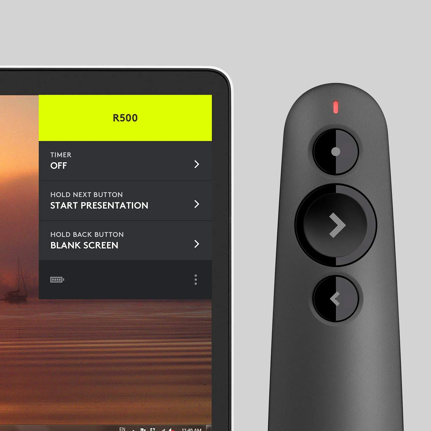 Logitech R500 Laser Presentation Remote Clicker with Dual Connectivity Bluetooth or USB for Powerpoint, Keynote, Google Slides, Wireless Presenter