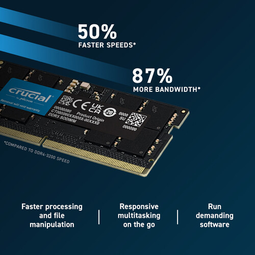 Crucial 16GB DDR5 4800 MHz SO-DIMM Laptop Memory Module - Image 3