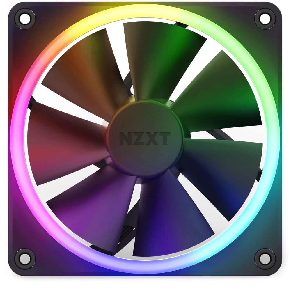 NZXT F120 RGB Fans - RF-R12SF-B1 - Advanced RGB Lighting Customization - Whisper Quiet Cooling - Single (RGB Fan & Controller Required & NOT Included) - 120mm Fan - Black