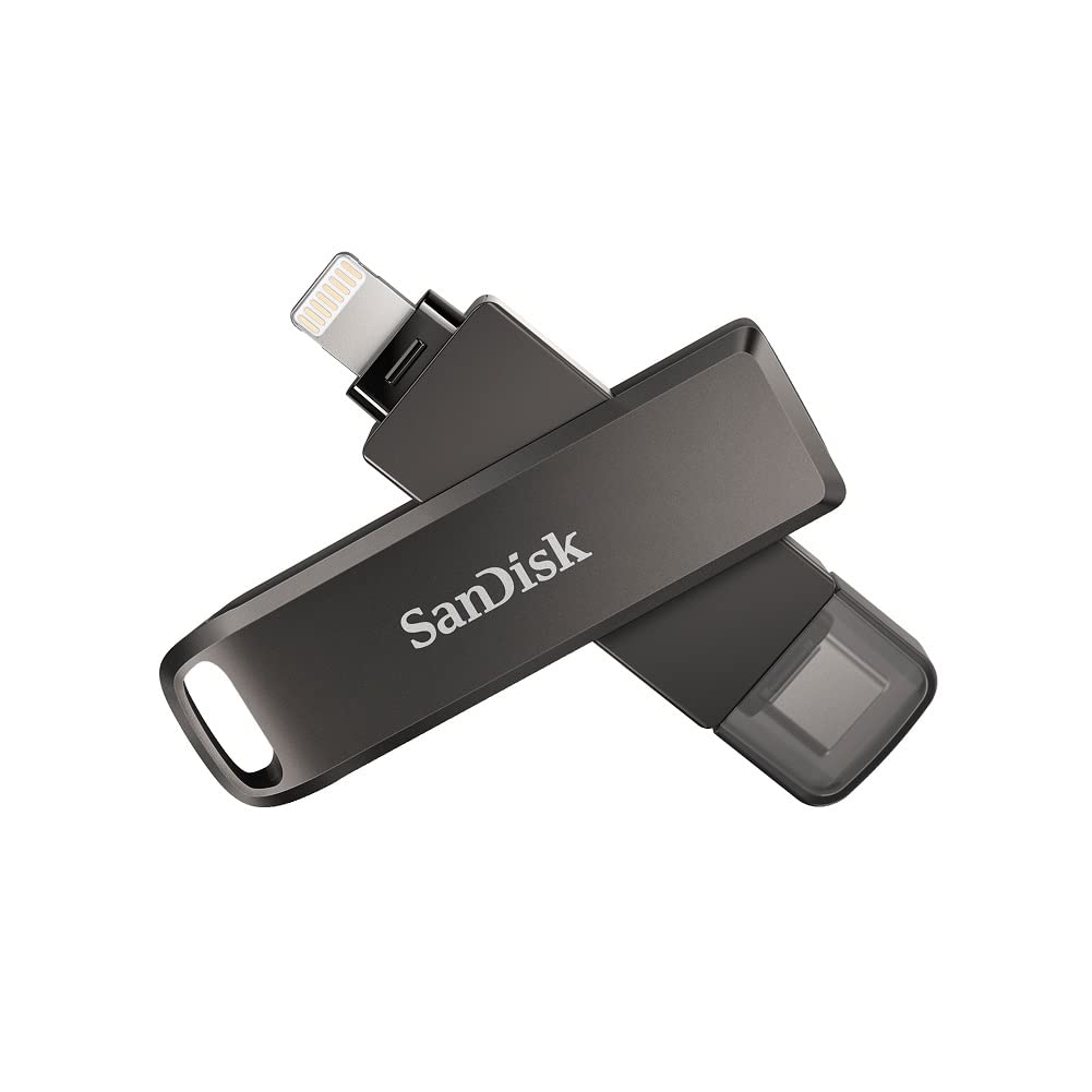 SanDisk 128GB iXpand Flash Drive Luxe for iPhone, iPad Pro, MAC Devices, Type-C Android Phone & Other Devices (SDIX70N-128G-GN6NE)