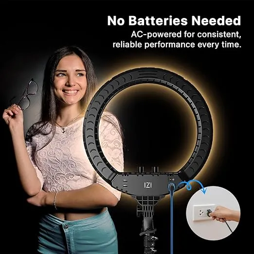 IZI Light 18 inch LED RGB Ring Light & 7ft Foldable Tripod, 28+ Multicolor Modes with Anti Skid Base for YouTube, Photo Video Shoots, Live Streaming, Makeup, iPhone/Android Phone & Camera Com
