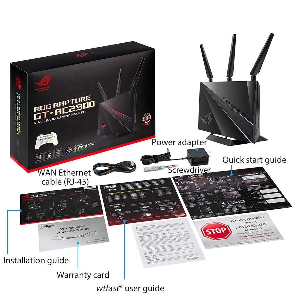 Asus ROG Rapture GT-AC2900 WiFi Gaming Router (Black) with AiMesh, AiProtection Pro for Network Security and Triple-Level Game Acceleration