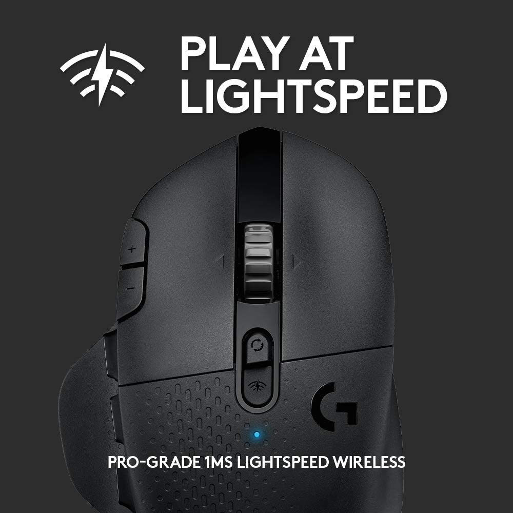 Logitech G604 Lightspeed Wireless Gaming Mouse, Hero 16K DPI Sensor, 15 Programmable Controls, Up to 240-Hr Battery Life, Dual Wireless connectivity - Black