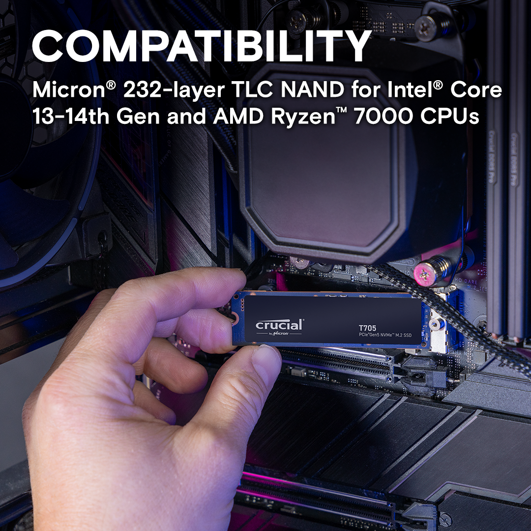 Crucial T705 2TB PCIe Gen5 NVMe M.2 SSD