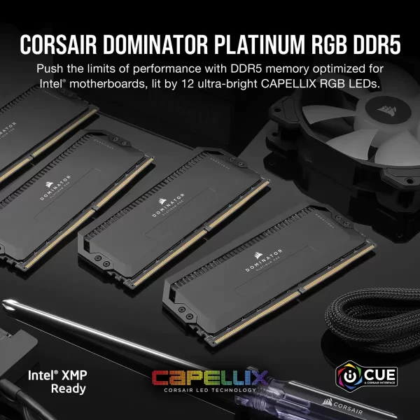 CORSAIR DOMINATOR® PLATINUM RGB 64GB (2x32GB) DDR5 DRAM 5600MHz C40 Memory Kit — Black