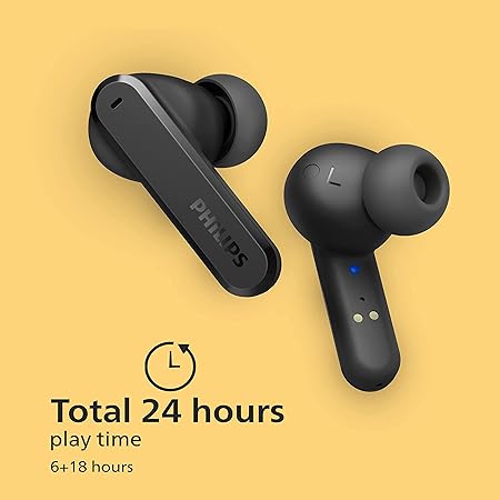 Philips Audio TWS Tat4506 Bluetooth Truly Wireless in Ear Earbuds with Mic with Active Noise Cancellation, 24 Hrs Playtime (6+18), Ipx4, Touch Controls, C-Type Charging (Black)