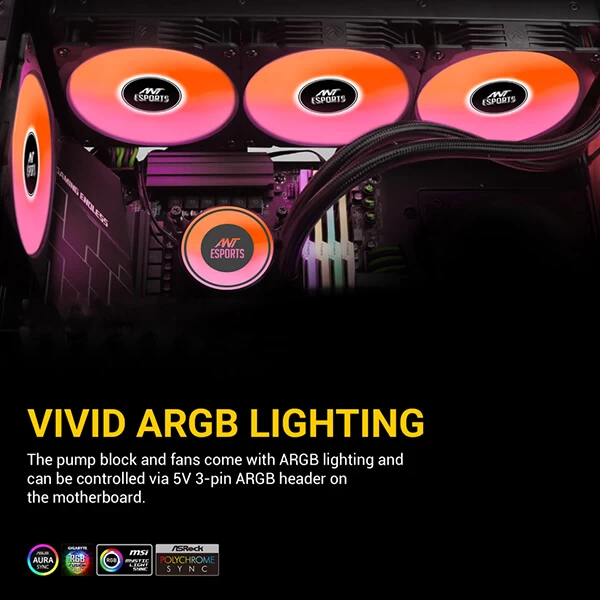 Ant Esports ICE-360 ARGB 360mm CPU Liquid Cooler (Black) hover view