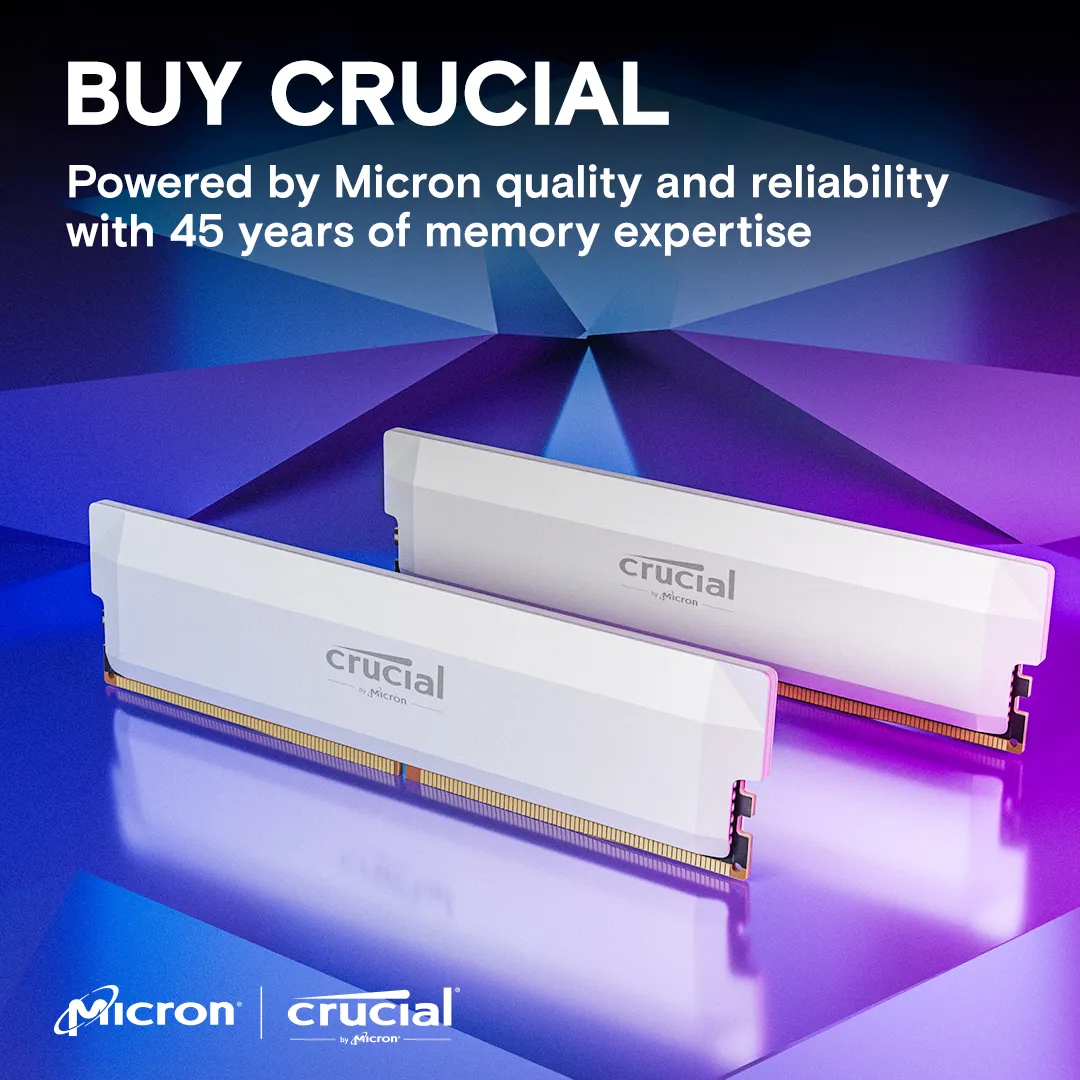 Crucial Pro Overclocking 32GB Kit (2x16GB) DDR5-6000 UDIMM White