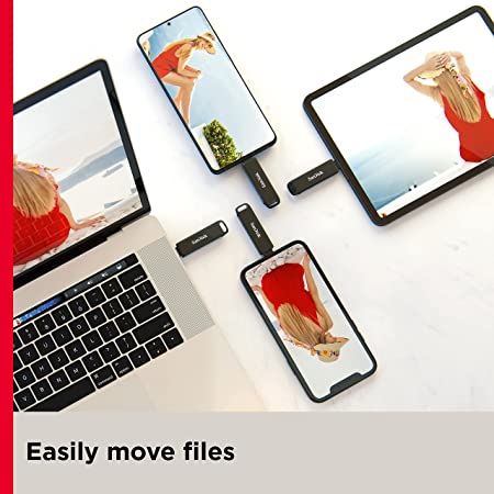 SanDisk 256GB iXpand Flash Drive Luxe for iPhone, iPad Pro, MAC Devices, Type-C Android Phone & Other Devices (SDIX70N-256G-GN6NE)