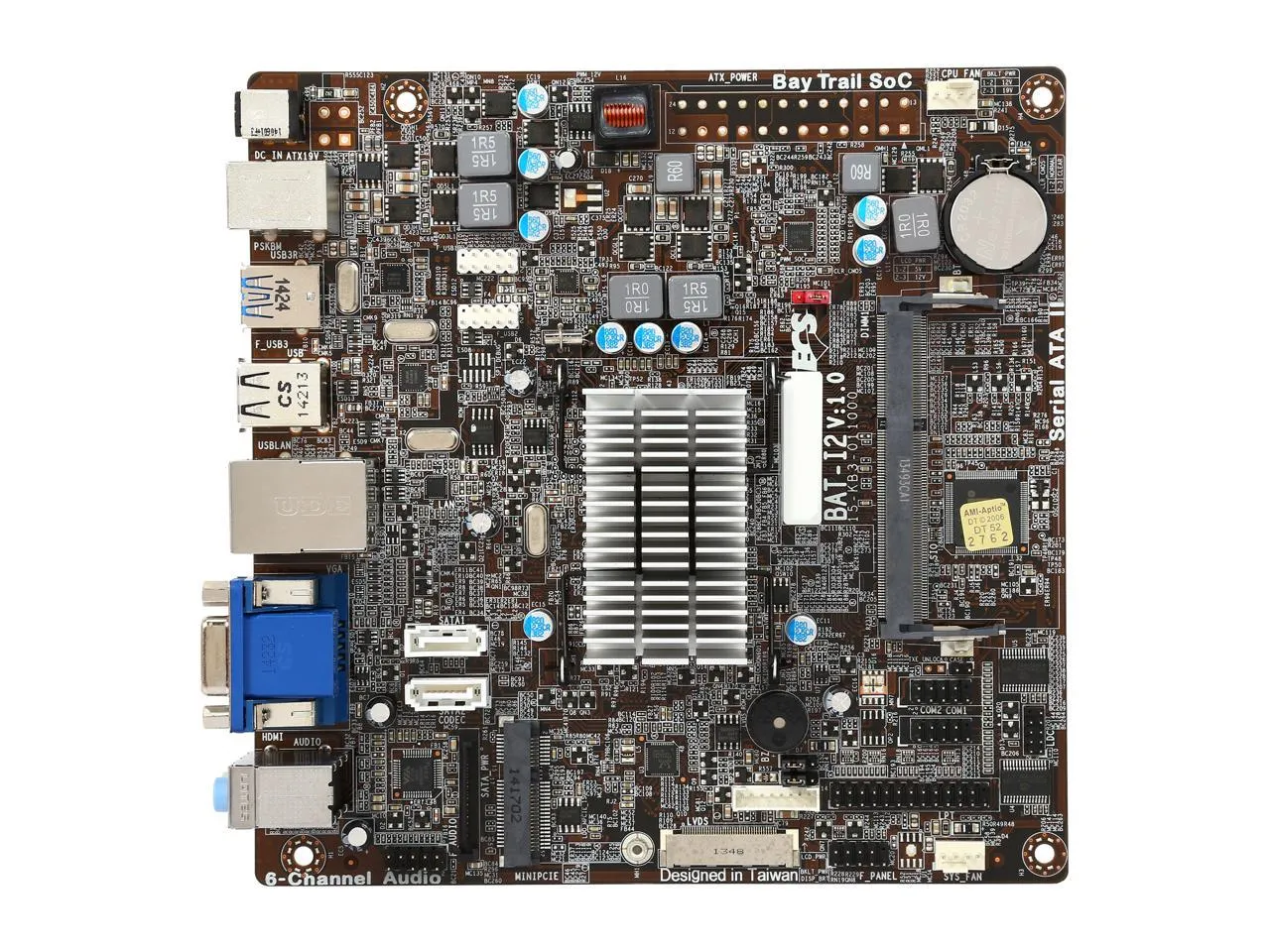 ECS BAT-I2/J1900 (1.0) Intel Celeron Processor J1900 Onboard Intel Bay Trail Mini ITX Motherboard / CPU Combo