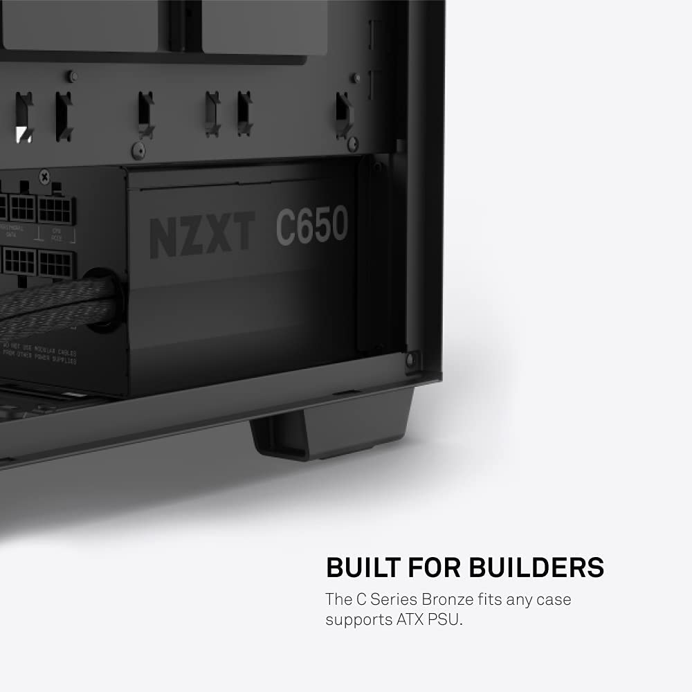 NZXT C650 Bronze - PA-6B1BB-US - 650 Watt PSU - 80 Plus Bronze Certified - DC-DC Technology - Semi Modular Design - Sleeved Cables - ATX Gaming Power Supply