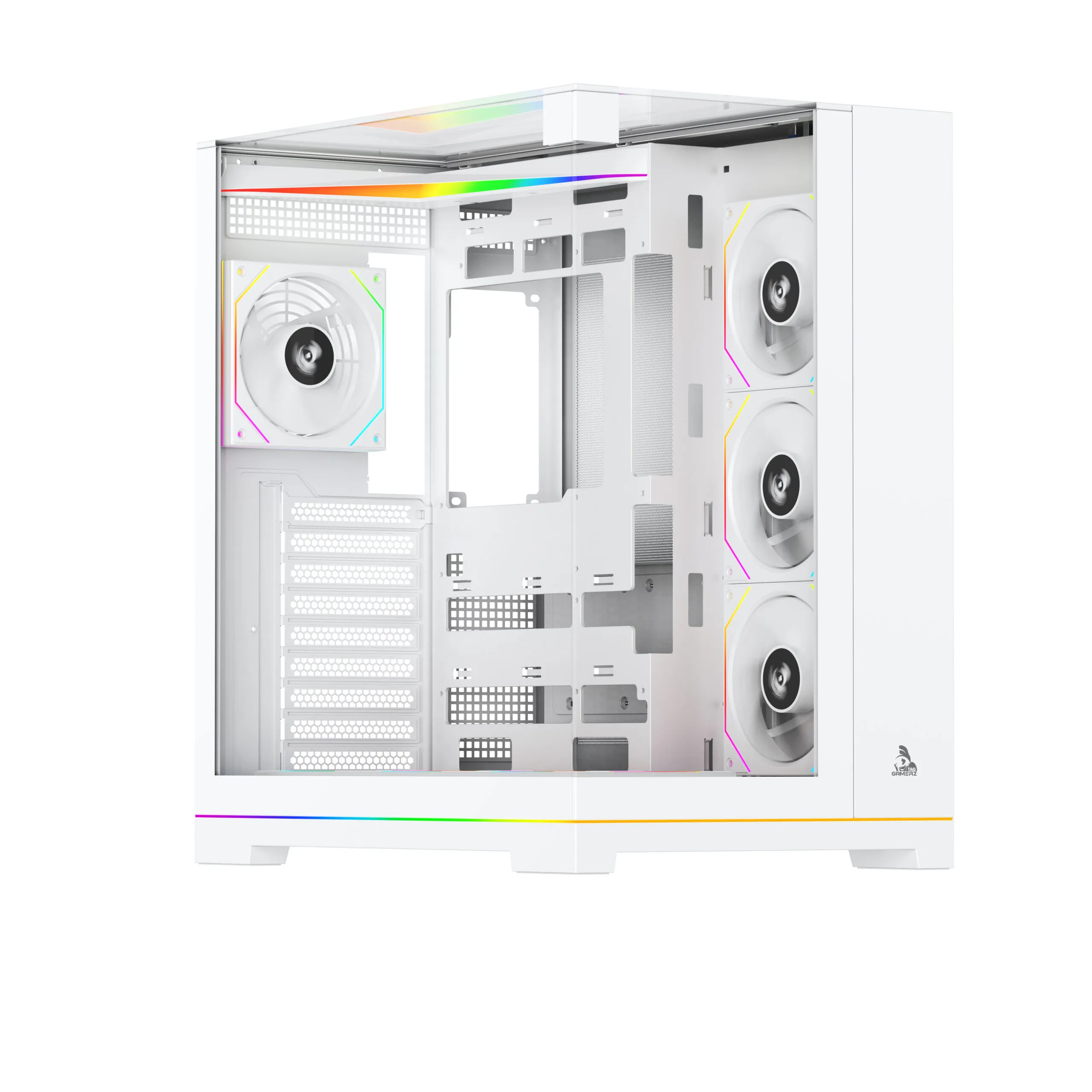TAG Gamerz Supernova Mid-Tower Computer Case/Gaming Cabinet with 3 Side Glass Panoramic View| Pre-Installed 7 High-Performance ARGB Fans | Support Reverse Connection motherboards -PC CASE Whi