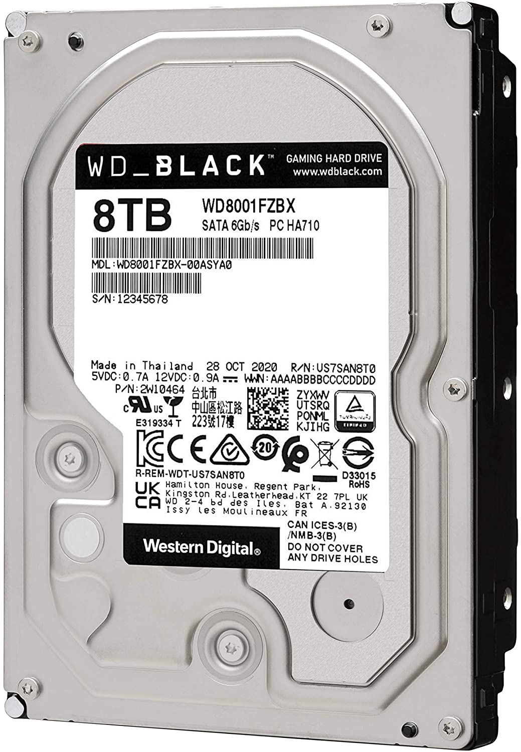 Western Digital 8TB WD Black Performance Internal Hard Drive HDD - 7200 RPM, SATA 6 Gb/s, 256 MB Cache, 3.5"