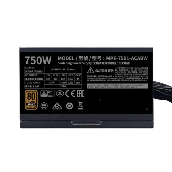 Cooler Master MWE 750 V2 80 Plus Bronze SMPS hover view