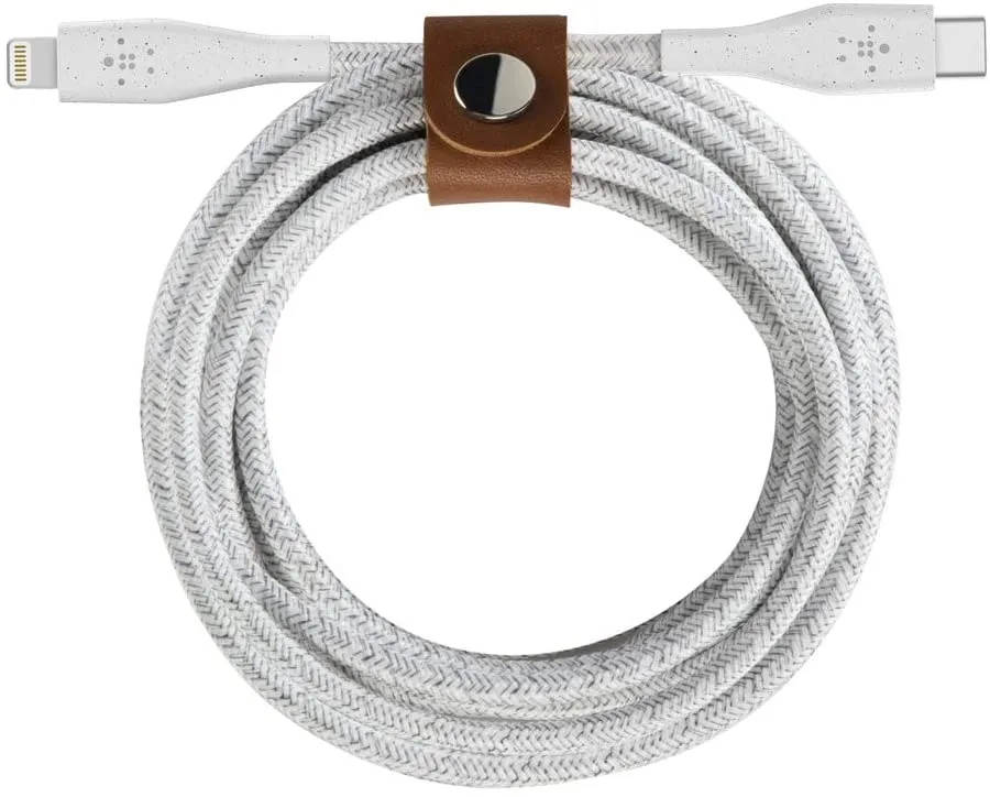 Belkin Duratek Plus USB-C to Lightning Cable with Strap (White)