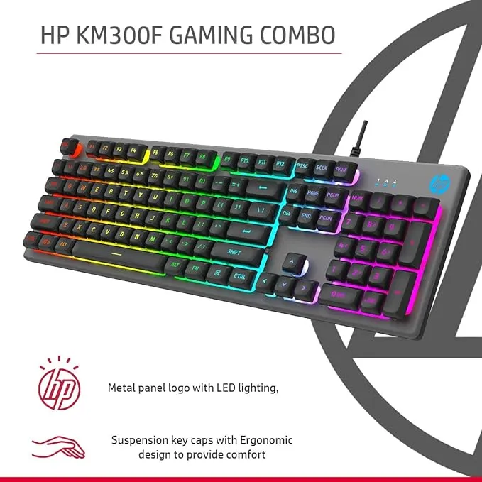 HP KM300F Wired USB Gaming Keyboard and Mouse COMBO