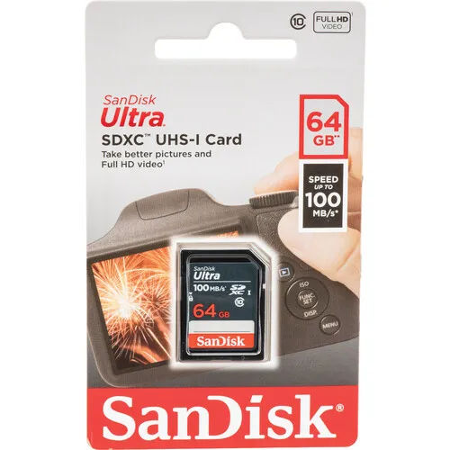 SanDisk 64GB Ultra SDXC UHS-I Memory Card - 100MB/s, C10, U1, Full HD, SD Card