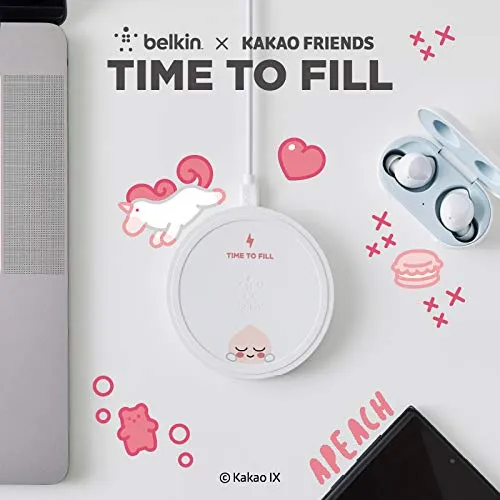 Belkin KAKAO and Friends Official Edition 10W Fast Wireless Charging Pad for All Qi Smart Phones Including iPhone 12, 12 Pro, 12 Pro Max and More - White (AC Adapter not Included)