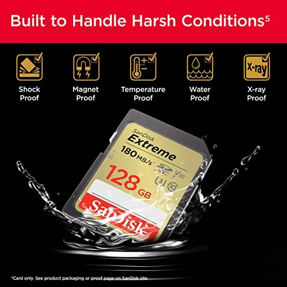 SanDisk 128GB Extreme SDXC UHS-I Memory Card - C10, U3, V30, 4K, UHD, SD Card hover view