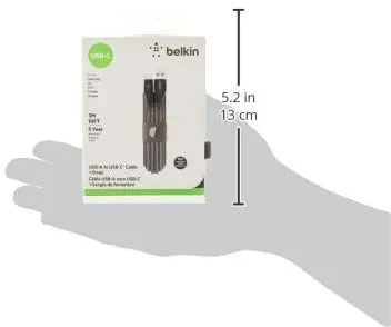 Belkin DuraTek Plus USB-C to USB-A Cable with Strap (Ultra-Strong USB to USB-C Cable/USB Type-C), 10ft/3m,Black