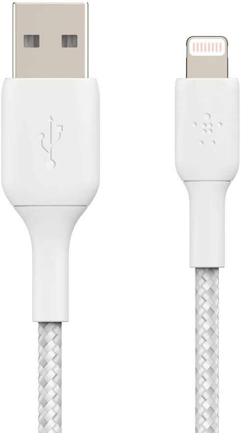 Belkin 6' Lightning to USB-A 2.0 Braided Cable - M/M -6ft/2M - White