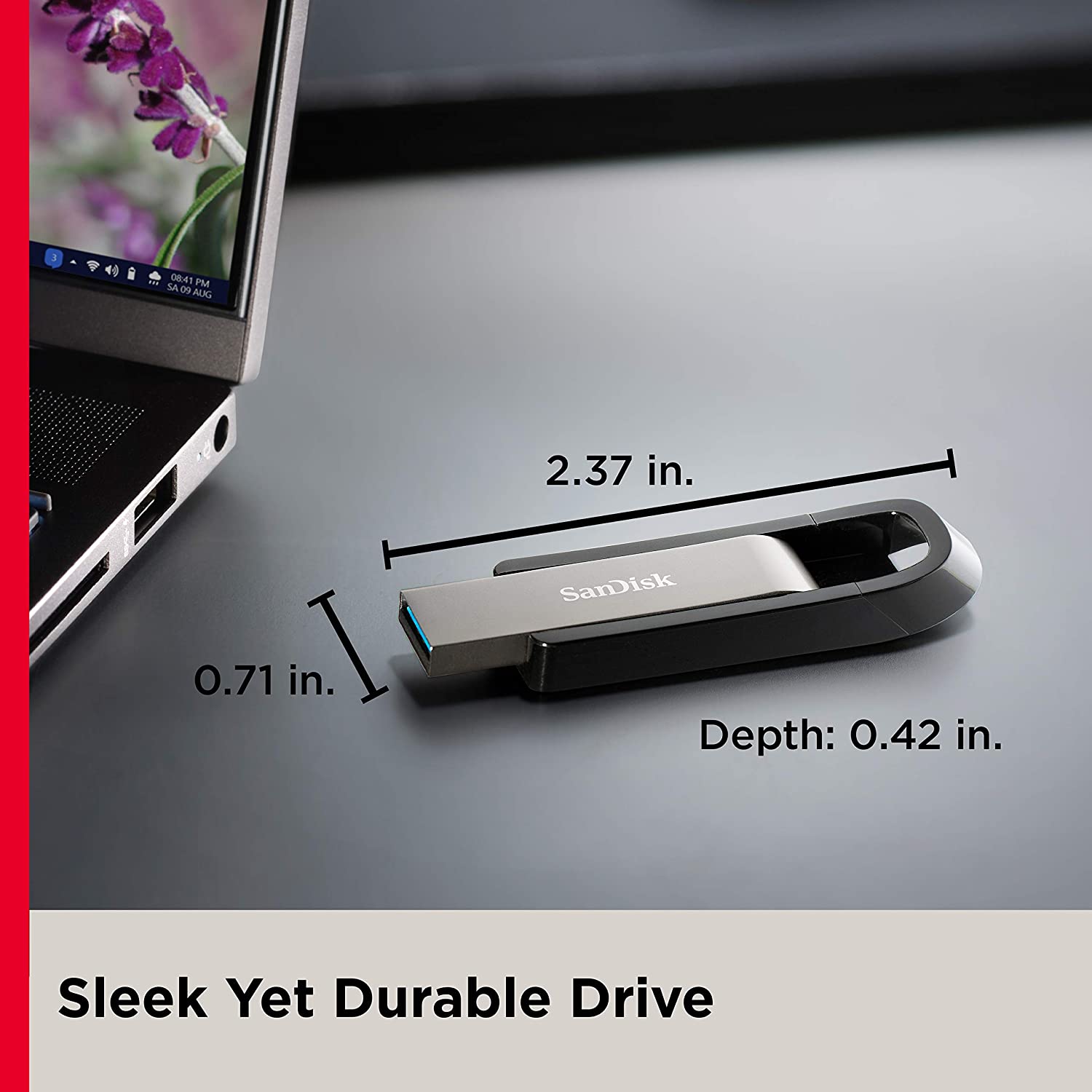 SanDisk USB Extreme USB 3.2 256GB, Upto 400MBs R & 240MB/s W, (SDCZ810-256G-G46)