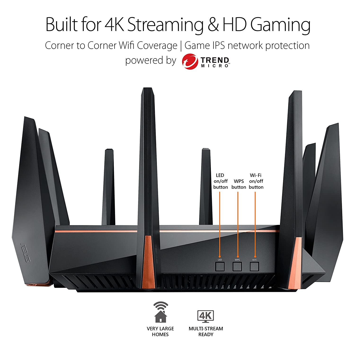 Asus ROG Rapture GT-AC5300 Tri-Band WiFi Gaming Router (Black) for VR and 4K Streaming, with Quad core Processor, Gaming Port, WTFast, Adaptive QoS, and AiProtection Network Security