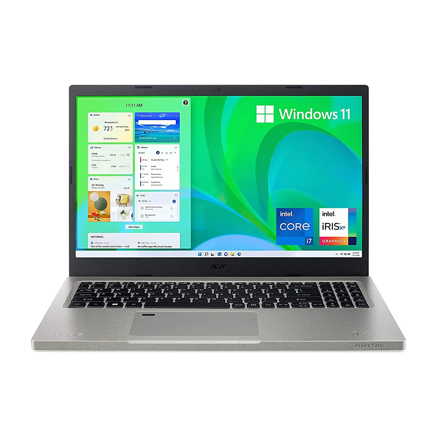 Acer Aspire Vero AV15-51-5155 Green Laptop | 15.6" FHD IPS Display | 11th Gen Intel Core i5-1155G7 | 8GB DDR4 | 512GB SSD | Wi-Fi 6 | PCR Materials | Windows 11 Home | Fingerprint Reader | MS hover view
