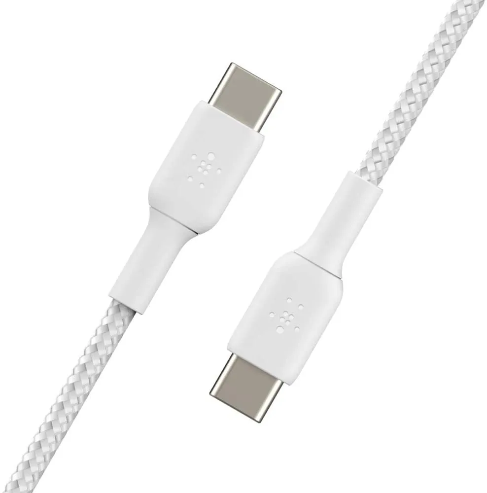 Belkin Boost Charge Braided USB-C to USB-C Cable, White (1M/3.3FT),