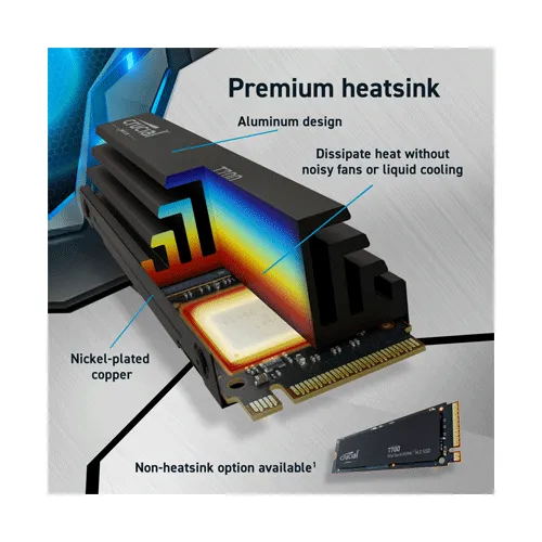 Crucial T700 4TB PCIe Gen5 NVMe M.2 SSD with Heatsink