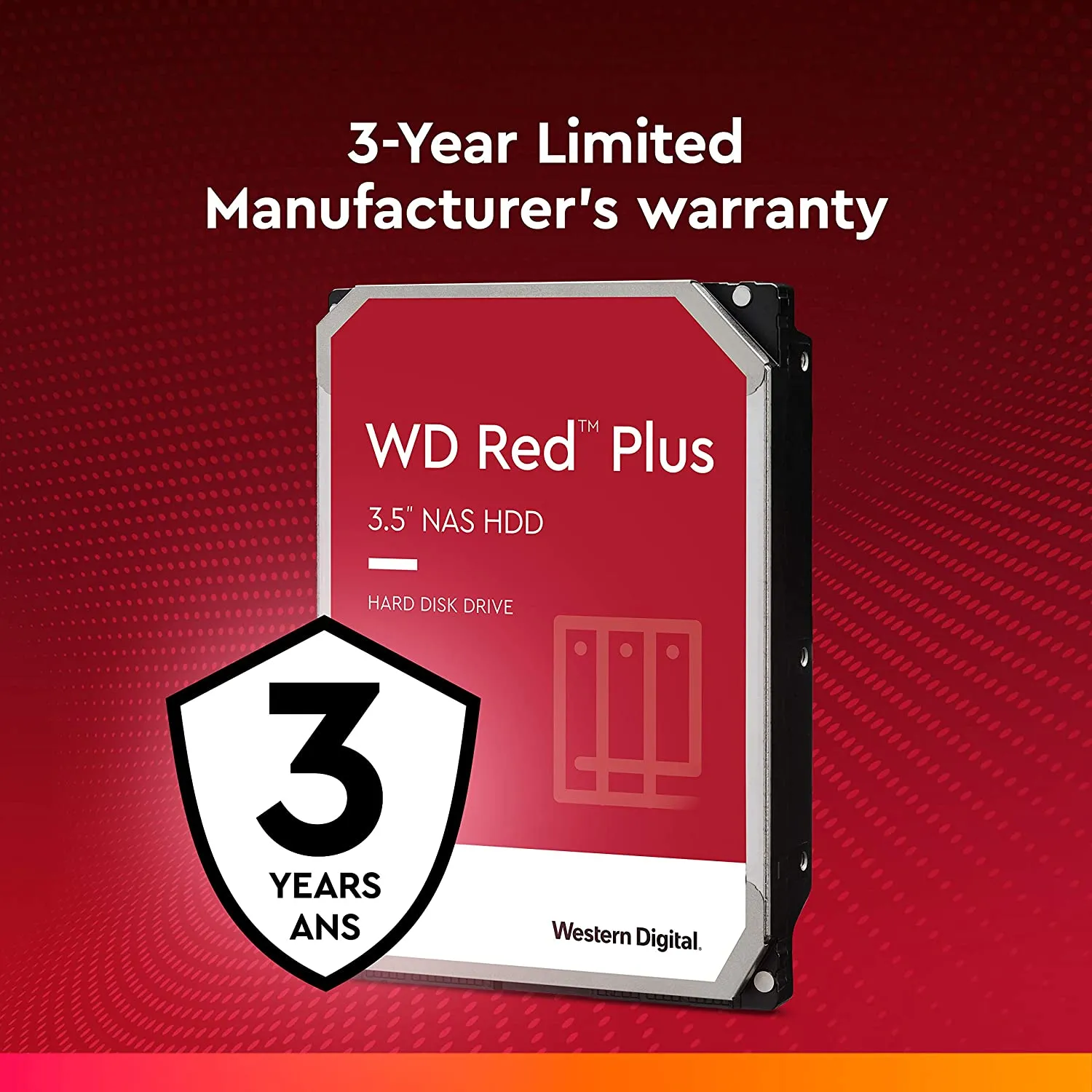 Western Digital 2TB WD Red Plus NAS Internal Hard Drive HDD - 5400 RPM, SATA 6 Gb/s, CMR, 128 MB Cache, 3.5"