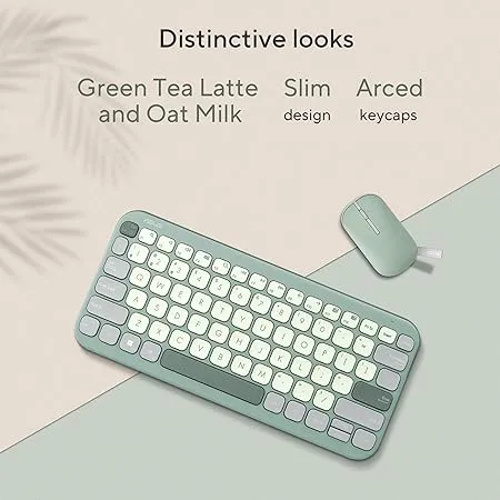 ASUS Marshmallow Kw100 Keyboard, Supports Up to 3 Devices, 1.6Mm Key Travel, Scissor Keys, Compact & Lightweight Keyboard, Bluetooth (Color - Green Tea Latte)