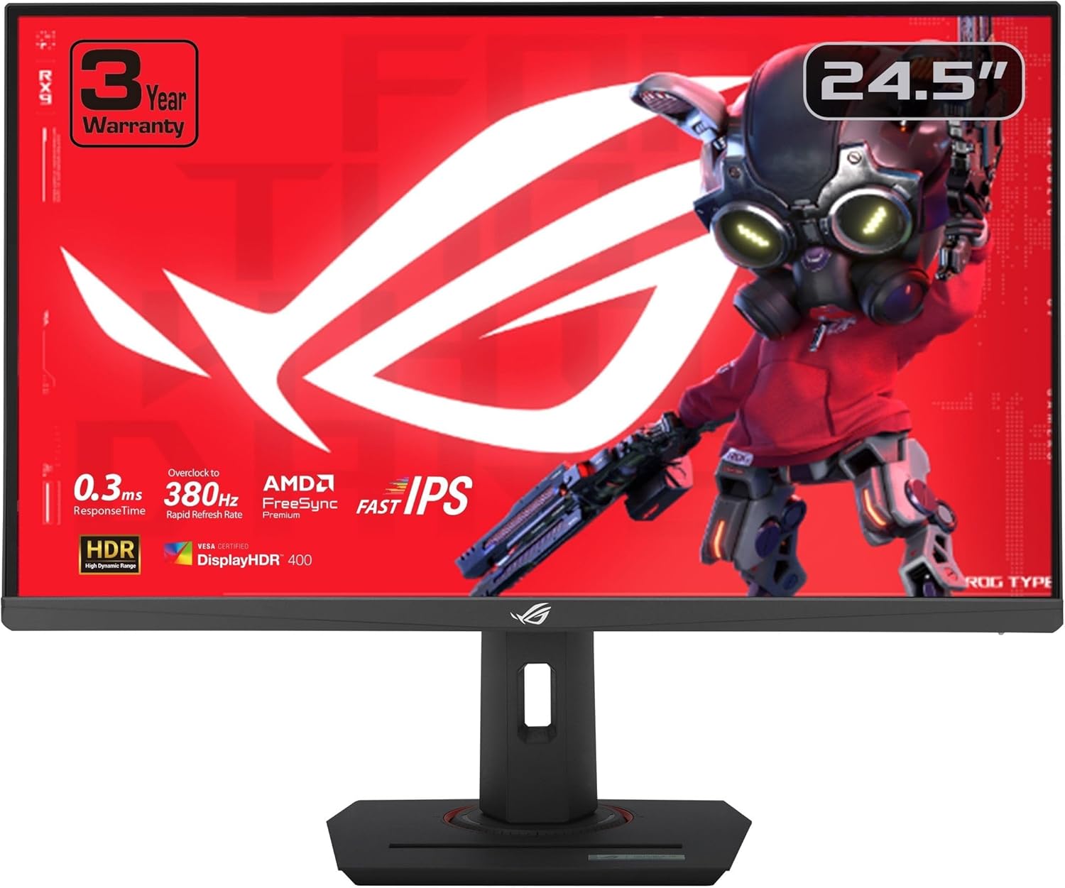 ASUS ROG Strix 25” (24.5” viewable) Esports Gaming Monitor (XG259QNS) - Full HD, 380Hz, 0.3ms, Fast IPS, Extreme Low Motion Blur Sync, FreeSync Premium, DisplayWidget, Ergonomic, 3 yr Warrant