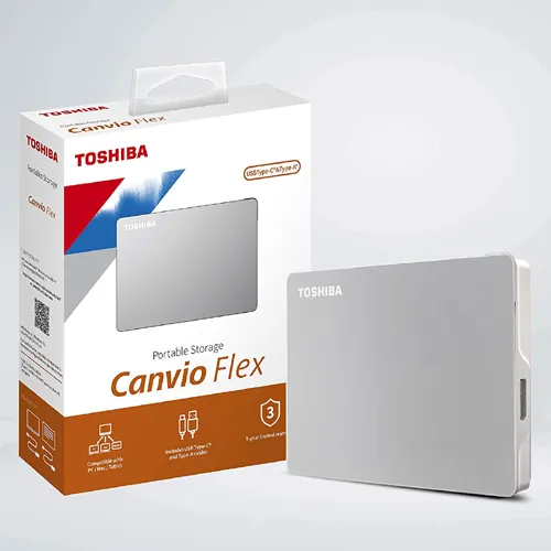Toshiba Canvio Flex 1TB USB 3.2 Gen 1 External Portable Hard Drive Silver