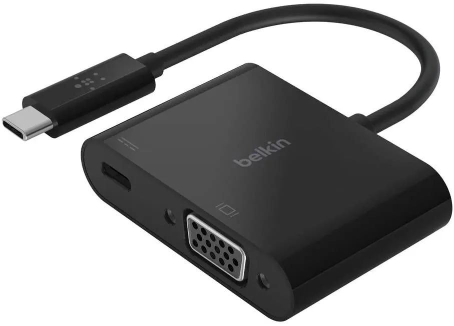 Belkin USB-C to VGA Adapter + Charge MacBook Pro VGA Adapter, Black