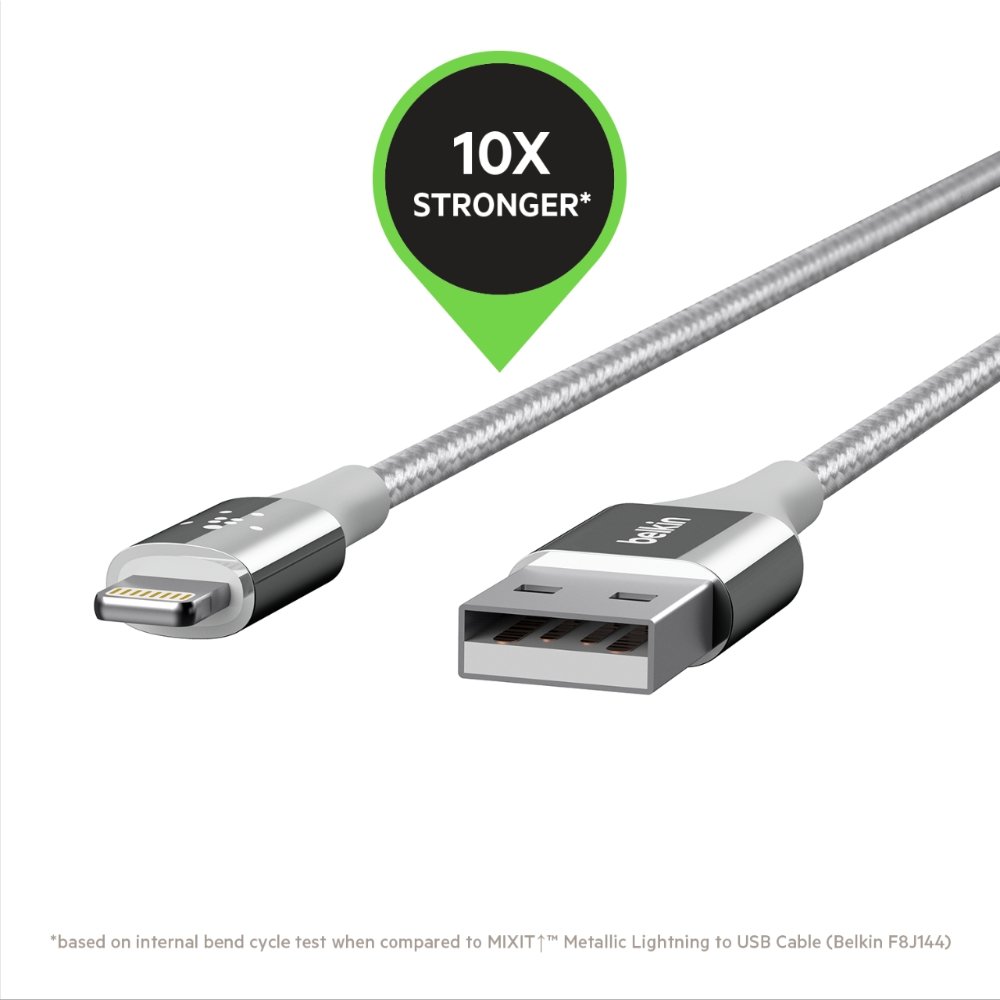 Belkin Premium Kevlar Cable 2.4A LTG 4FT Silver